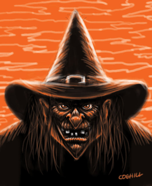 Halloween witch drawing