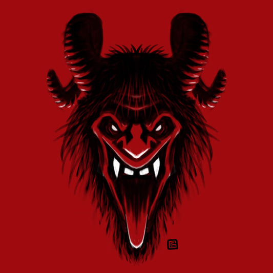 Krampus head limited palette drawing