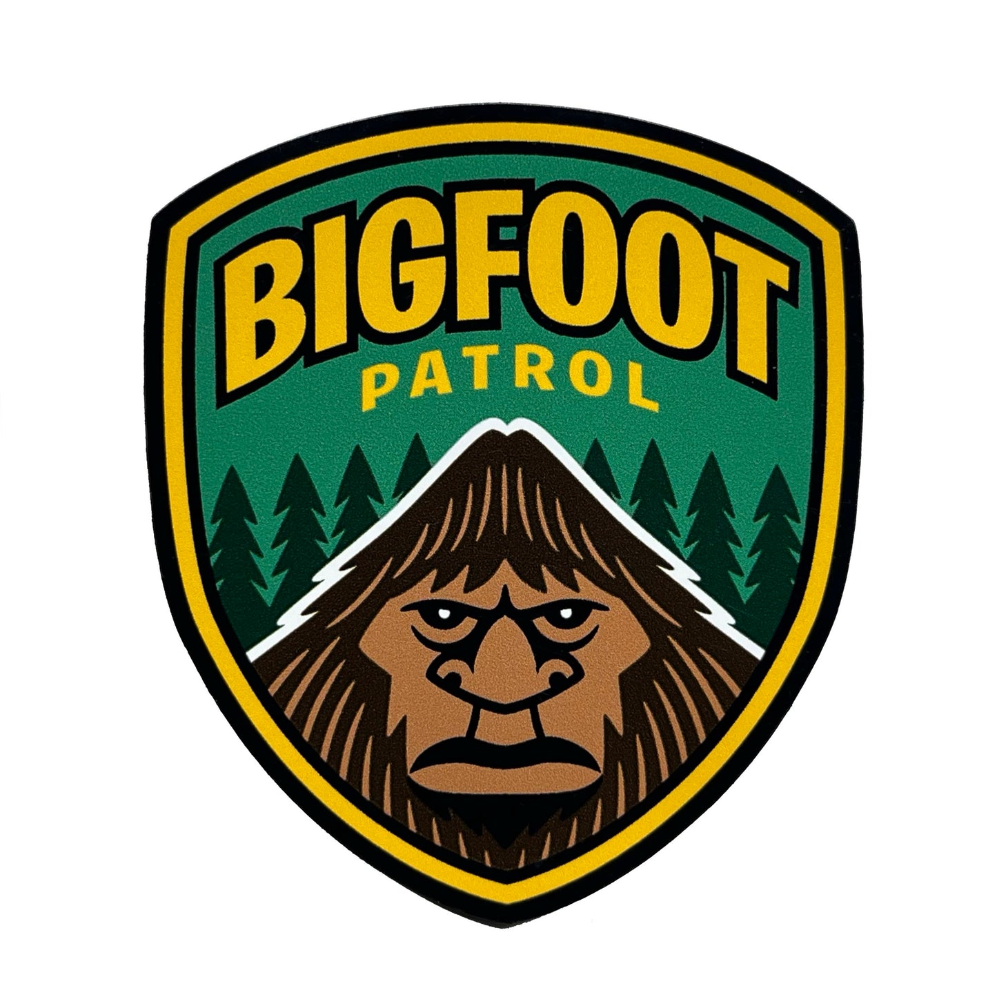 Bigfoot Patrol logo with a green background and a Sasquatch face.