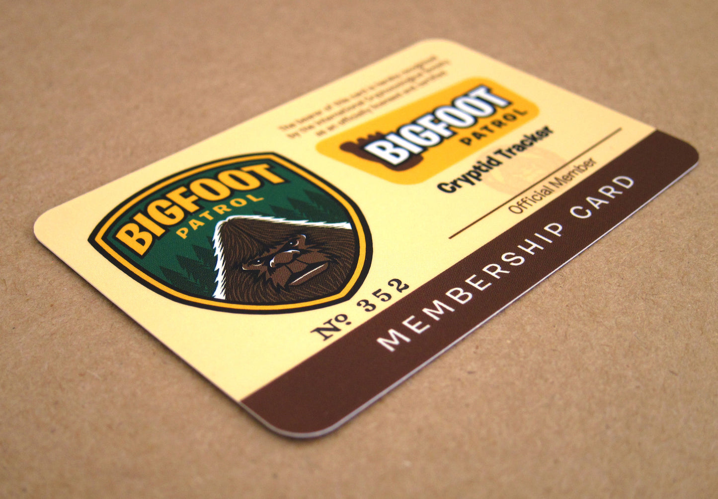 Bigfoot Patrol membership card