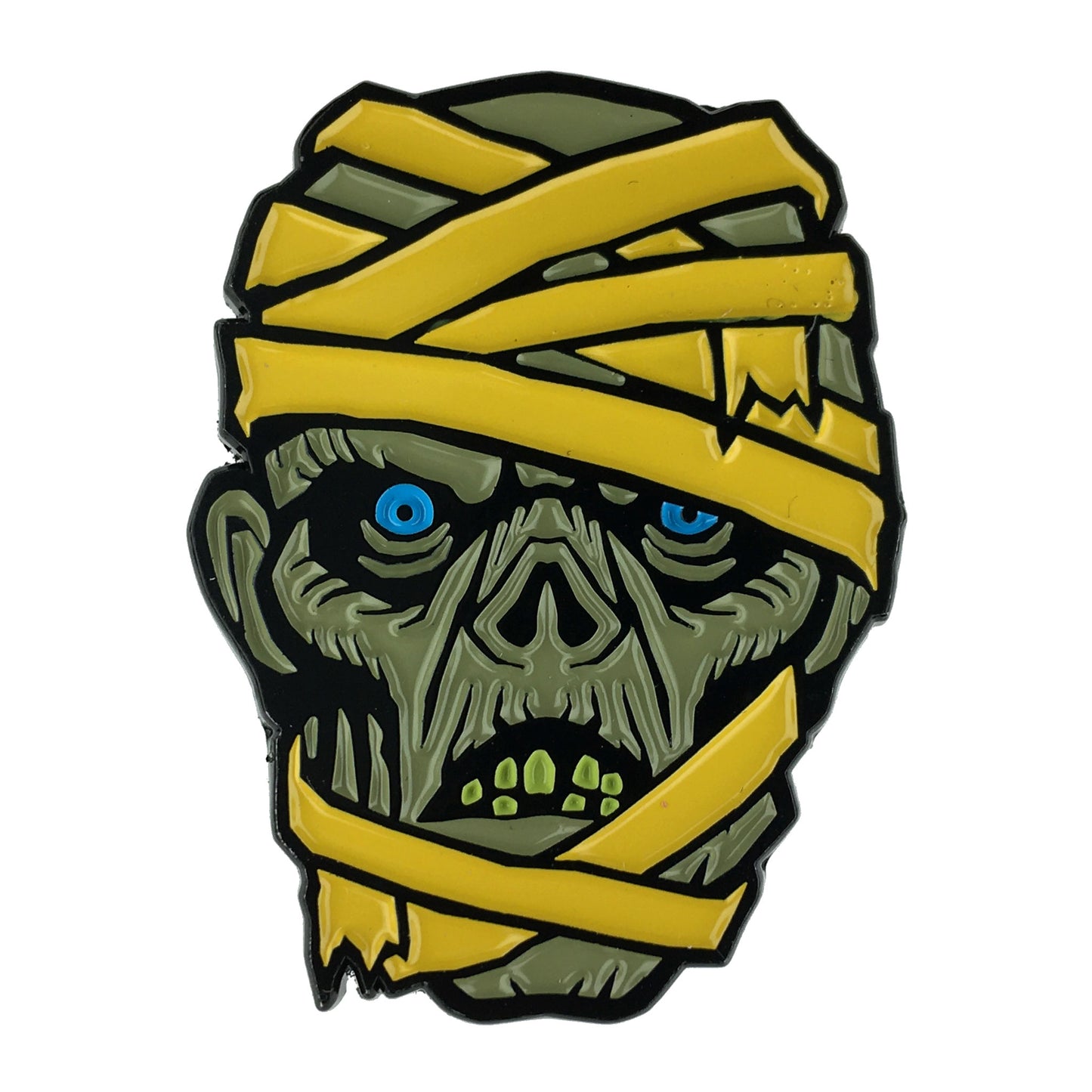 Mummy horror monster head enamel pin by Monsterologist