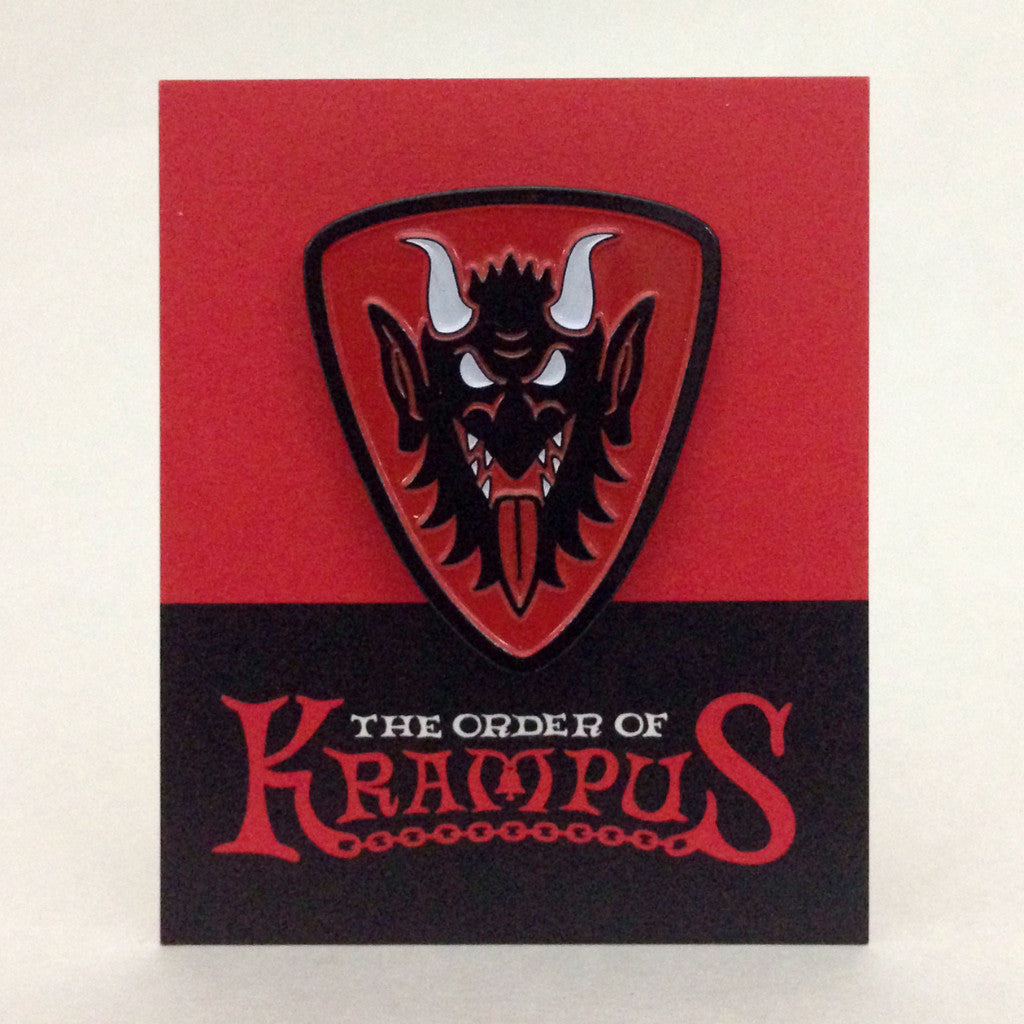 Order Of Krampus Heraldic Enamel Pin Carded Krampus Face
