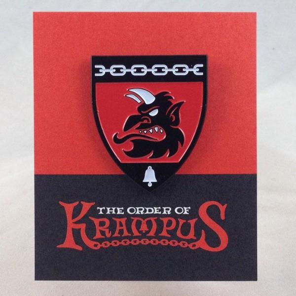 Order Of Krampus Heraldic Enamel Pin Carded Krampus Profile