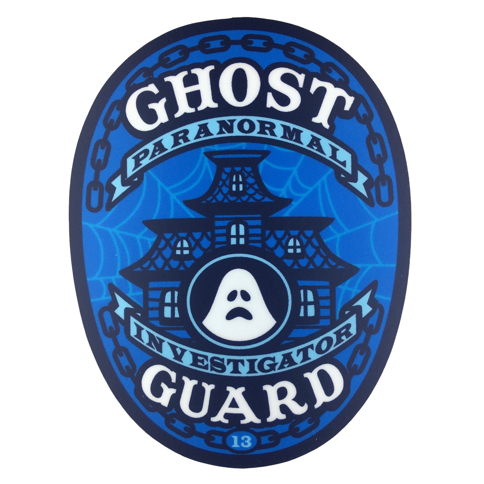 Ghost Guard Paranormal Investigator police badge sticker by Monsterologist