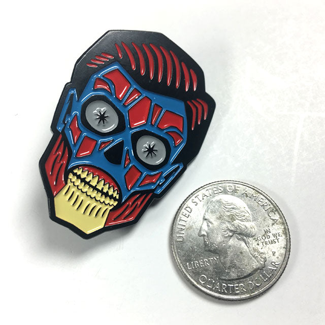 They Live alien head enamel pin