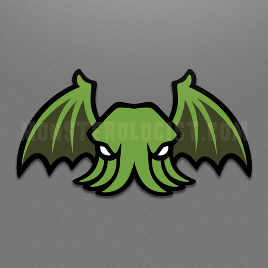 Winged Cthulhu die-cut vinyl sticker by Monsterologist