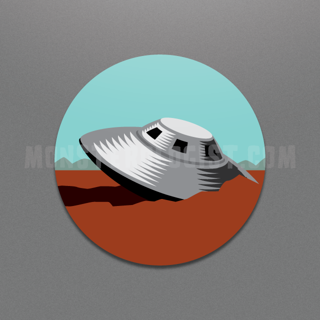 Roswell UFO crash circle sticker by Monsterologist