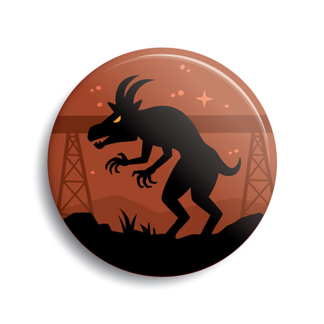 Pope Lick Goatman pin-back button by Monsterologist