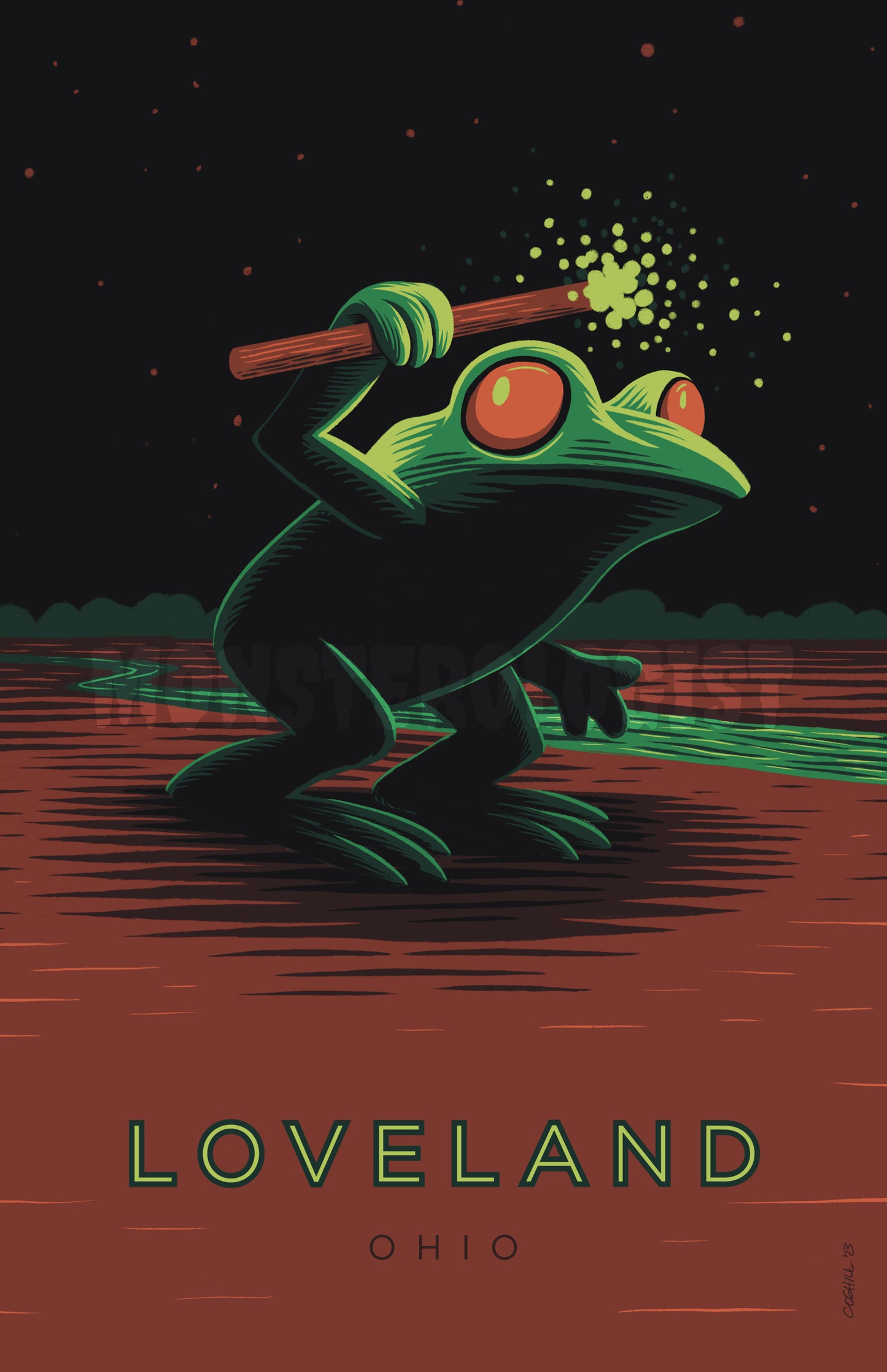 Loveland, Ohio Frogman travel poster 11x17