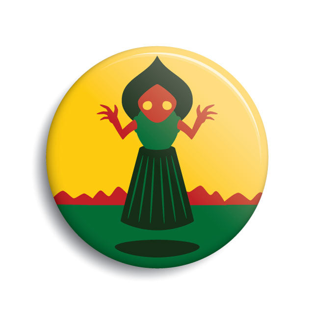 Flatwoods Monster pin-back button by Monsterologist