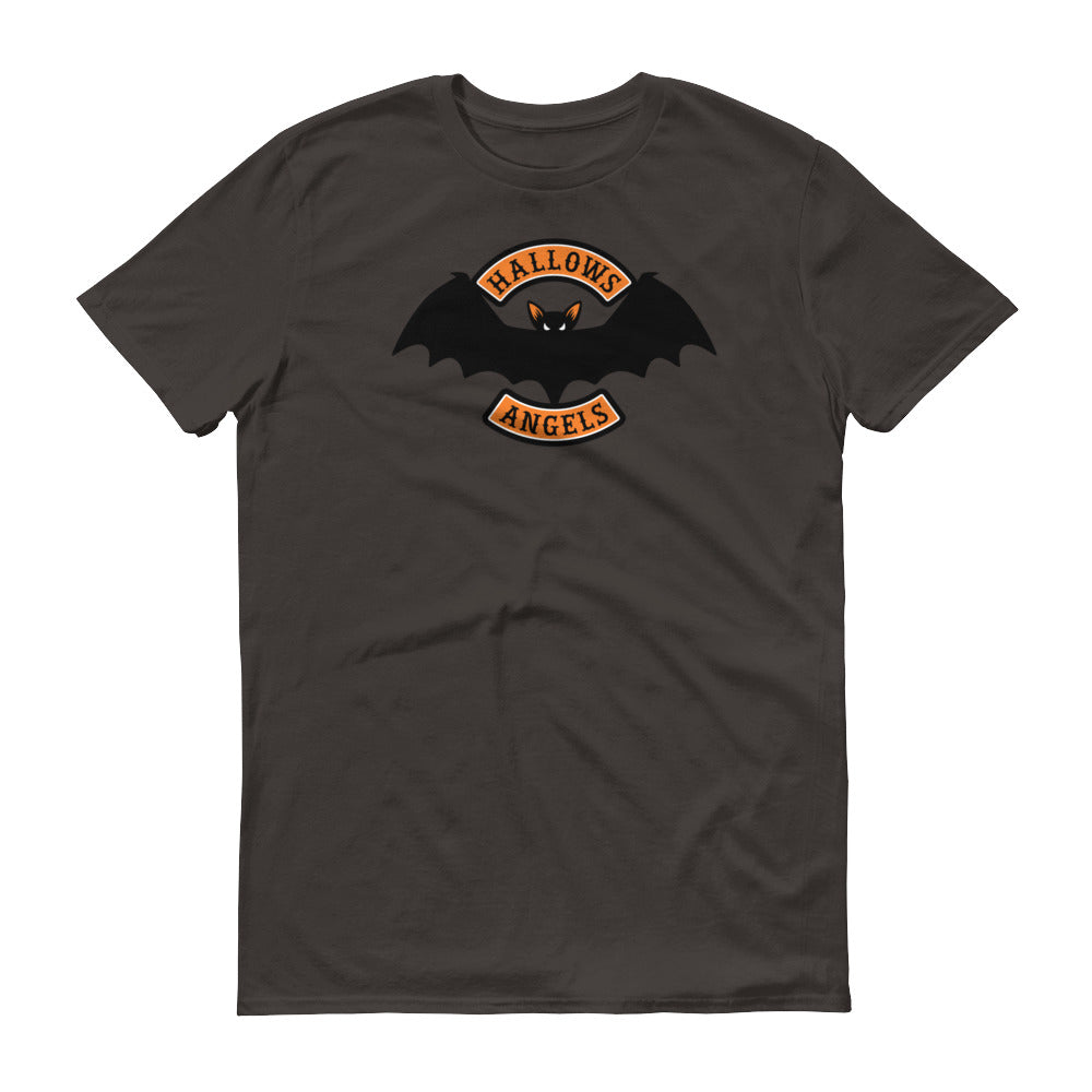 Hallows Angels vampire bat Halloween biker short-sleeve t-shirt