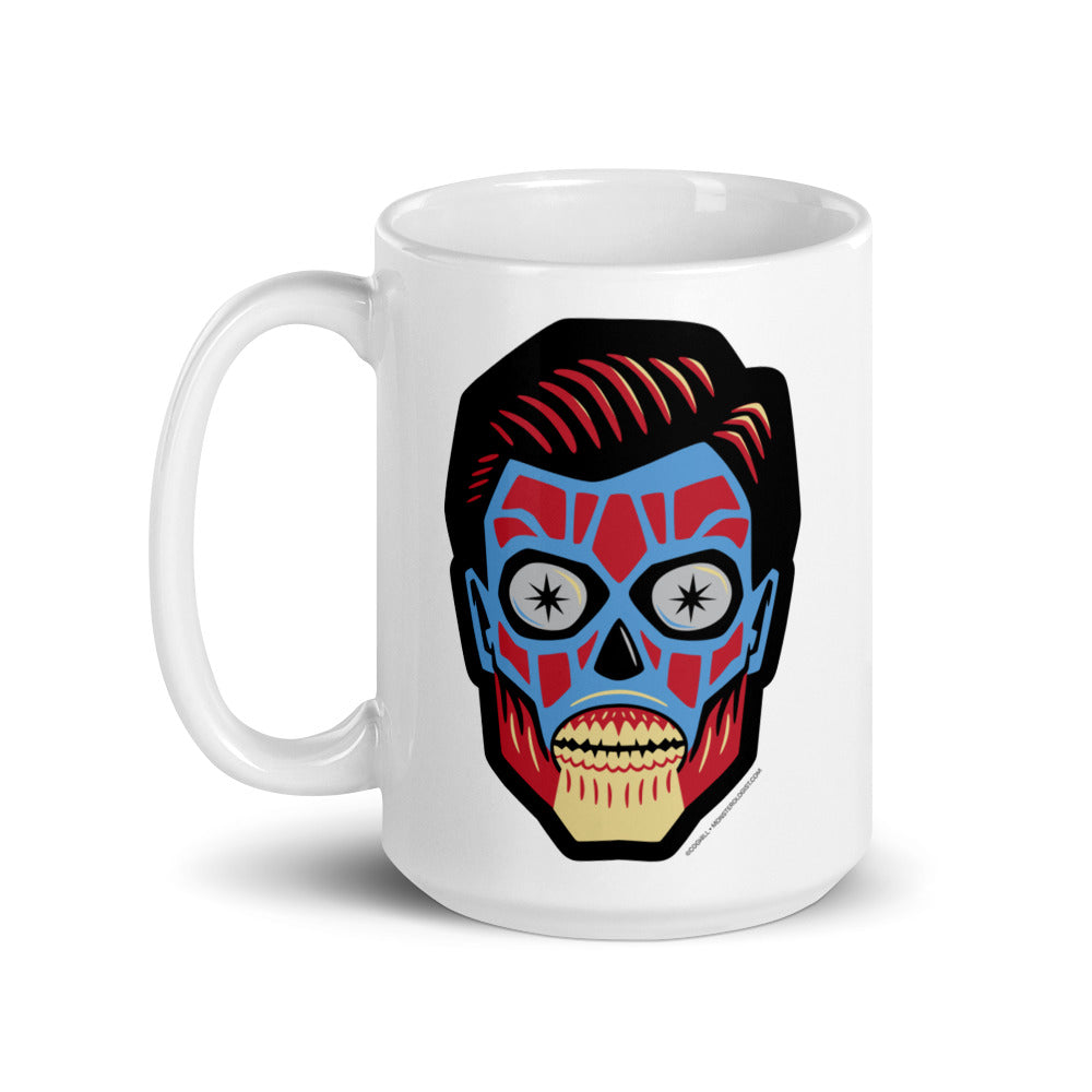 They Live Alien Head coffee mug