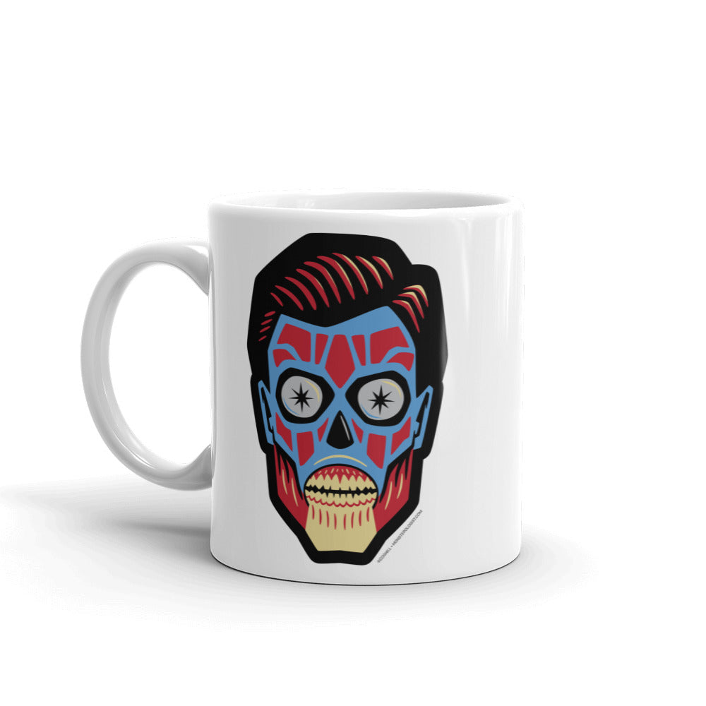They Live Alien Head coffee mug