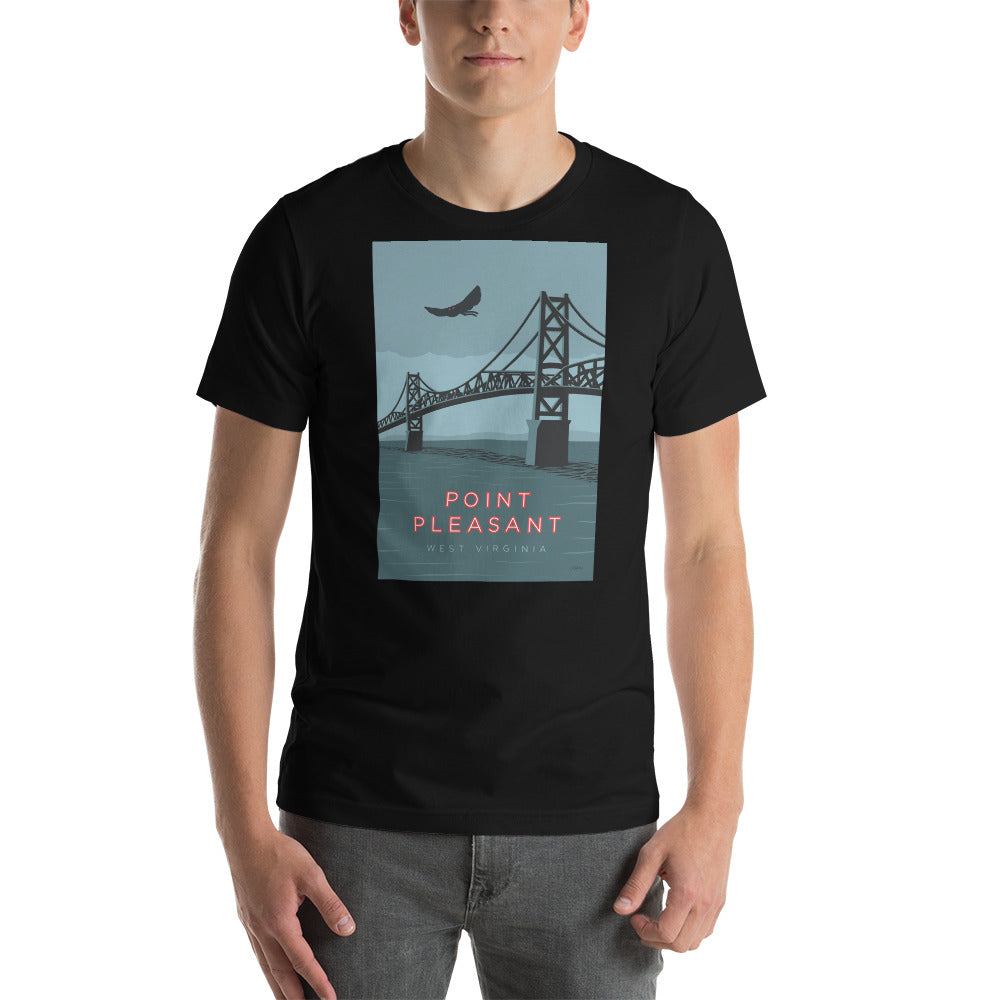 Point Pleasant, West Virginia Mothman travel poster t-shirt