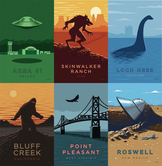 Paranormal Places travel posters by Monsterologist 