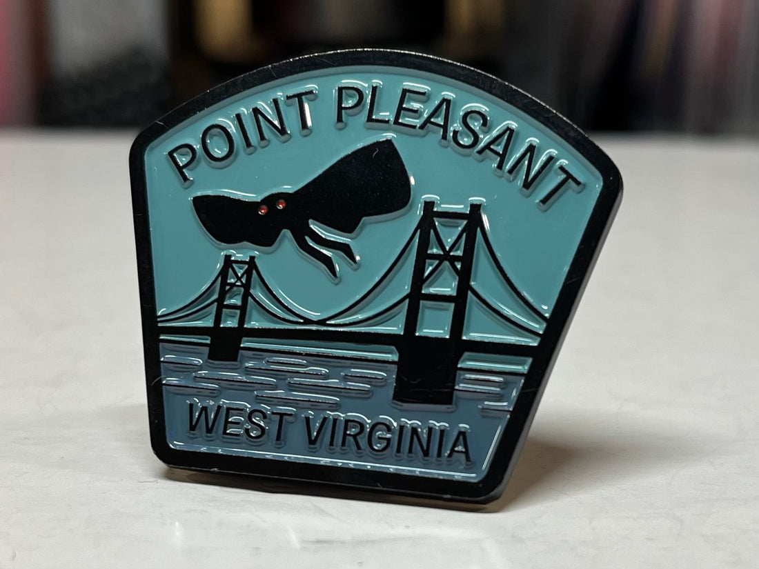 Mothman Point Pleasant, West Virginia enamel pins back in stock