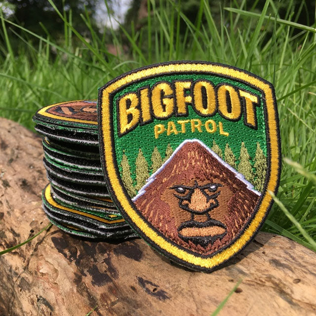 Bigfoot Patrol cryptozoology embroidered patch outdoor photo by Monsterologist