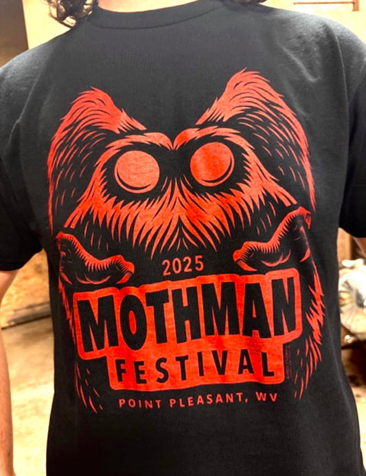 2025 Mothman Festival t-shirt art by Monsterologist 