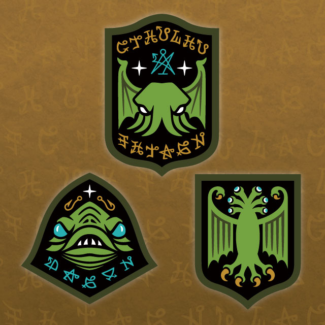 Lovecraft Cthulhu embroidered patch set (Dagon & Elder Thing)