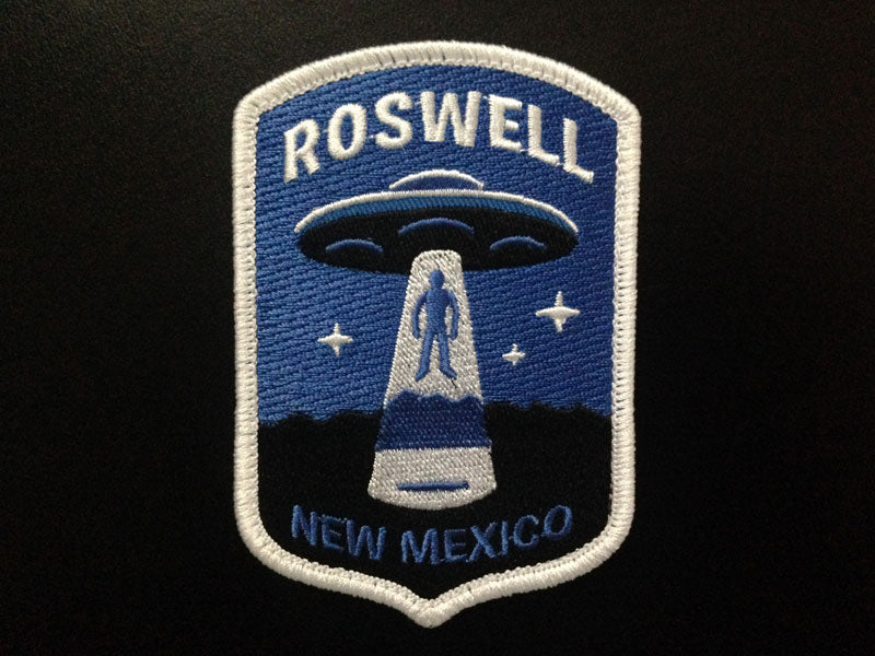 "Roswell, New Mexico" UFO alien abduction minimalist embroidered patch by Monsterologist
