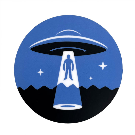 Alien Abduction UFO minimalist circle sticker