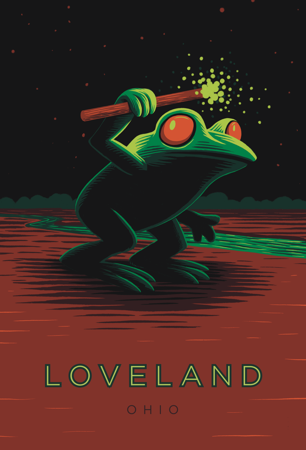 Loveland Ohio Frogman Travel Poster 4x6