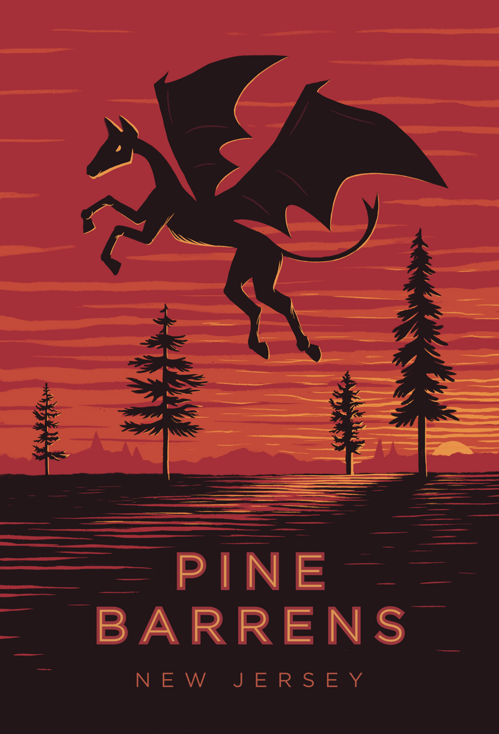 Pine Barrens New Jersey Devil Travel Poster 4x6 Monsterologist