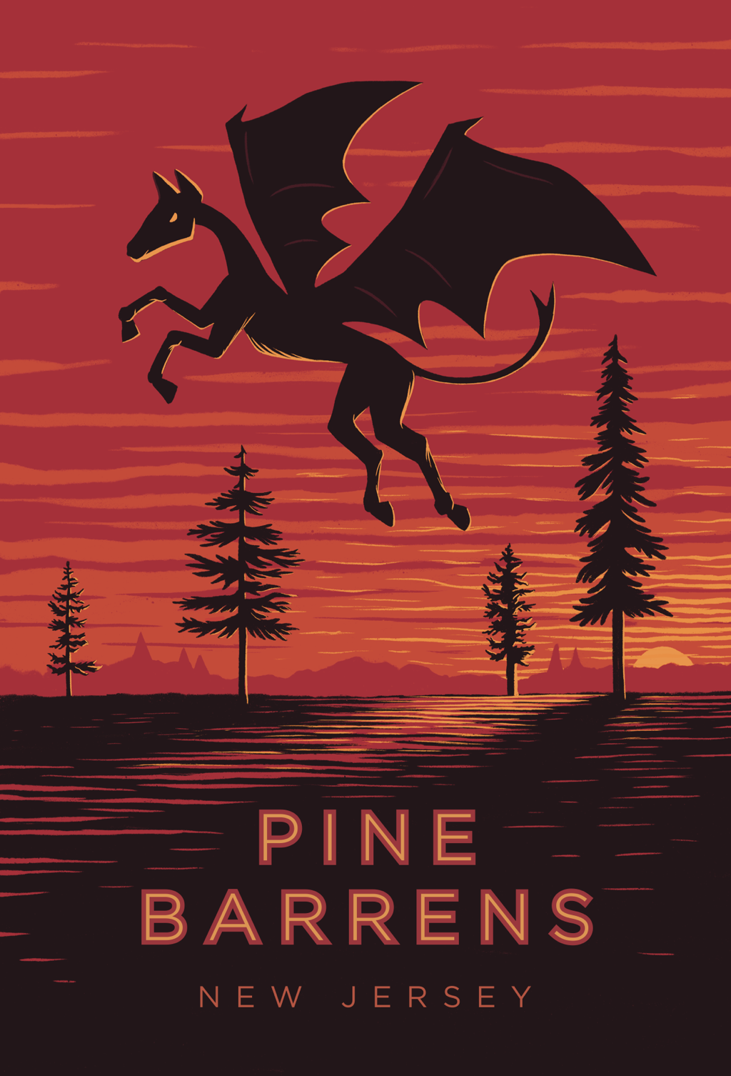 Pine Barrens New Jersey Devil travel poster print 6x9