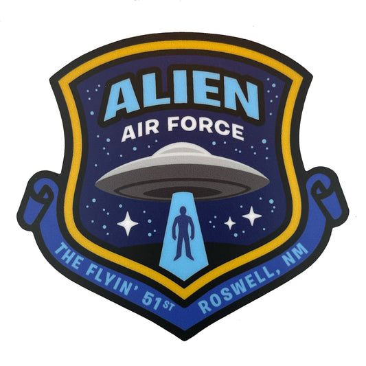 Alien Air Force military-style shield insignia sticker by Monsterologist