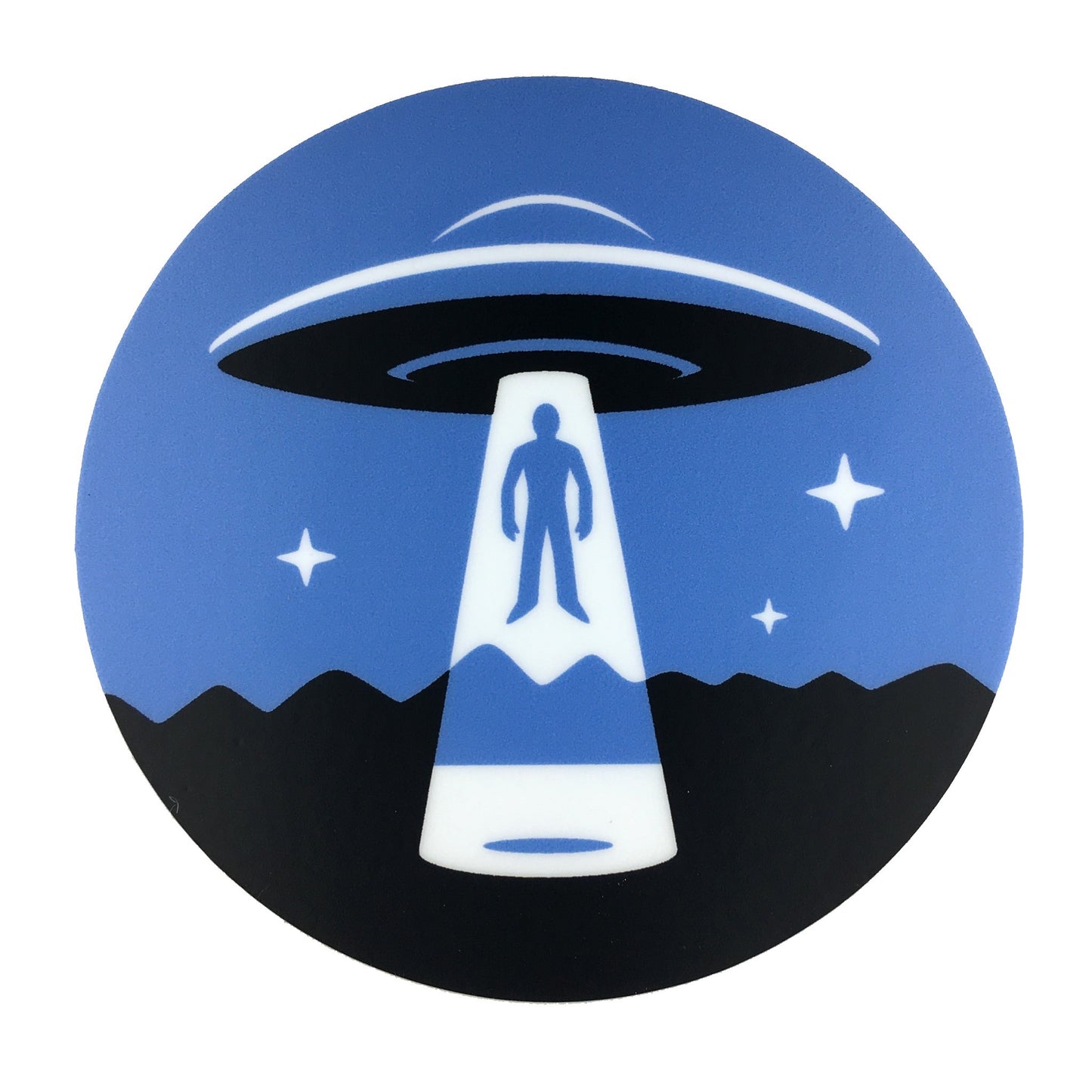 UFO alien abduction minimalist vinyl sticker by Monsterologist