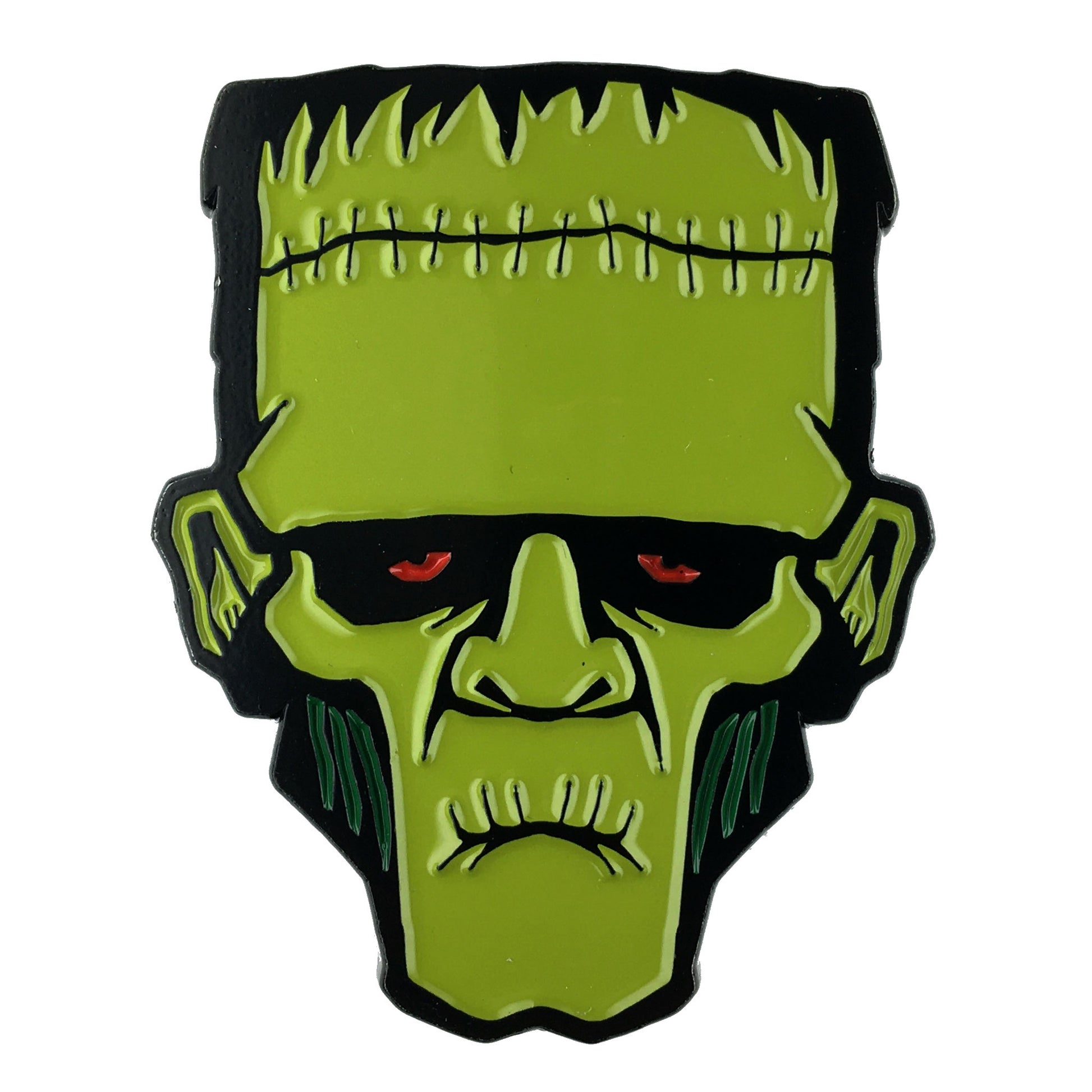 Frankenstein horror monster head enamel pin by Monsterologist