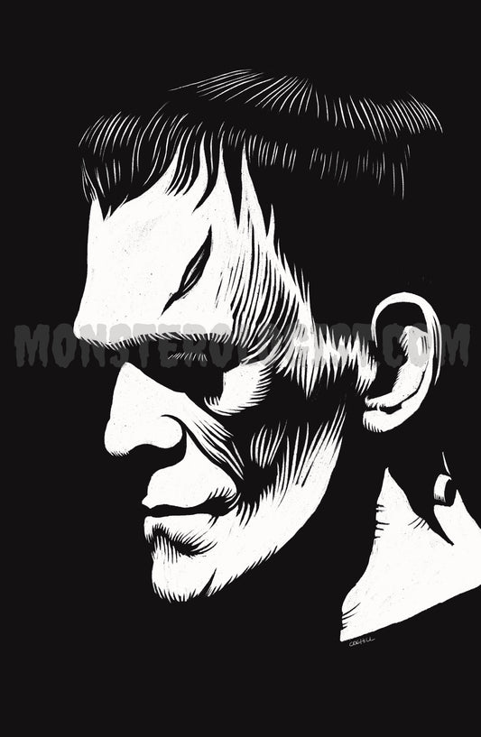 Frankenstein’s Monster black white print