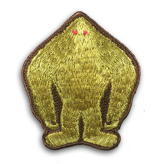 Gold metallic thread Bigfoot Sasquatch embroidered patch by Monsterologist