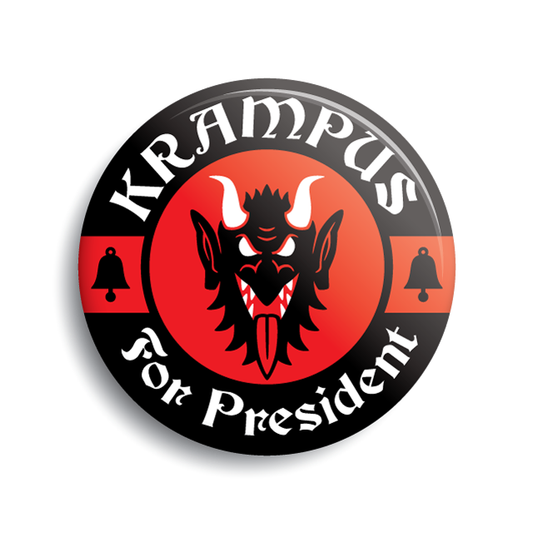 Krampus For President campaign button by Monsterologist