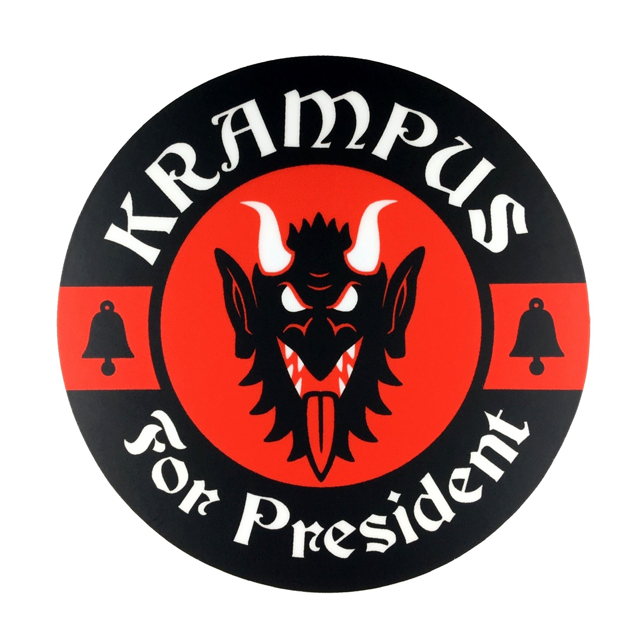 Krampus For President circle sticker Monsterologist
