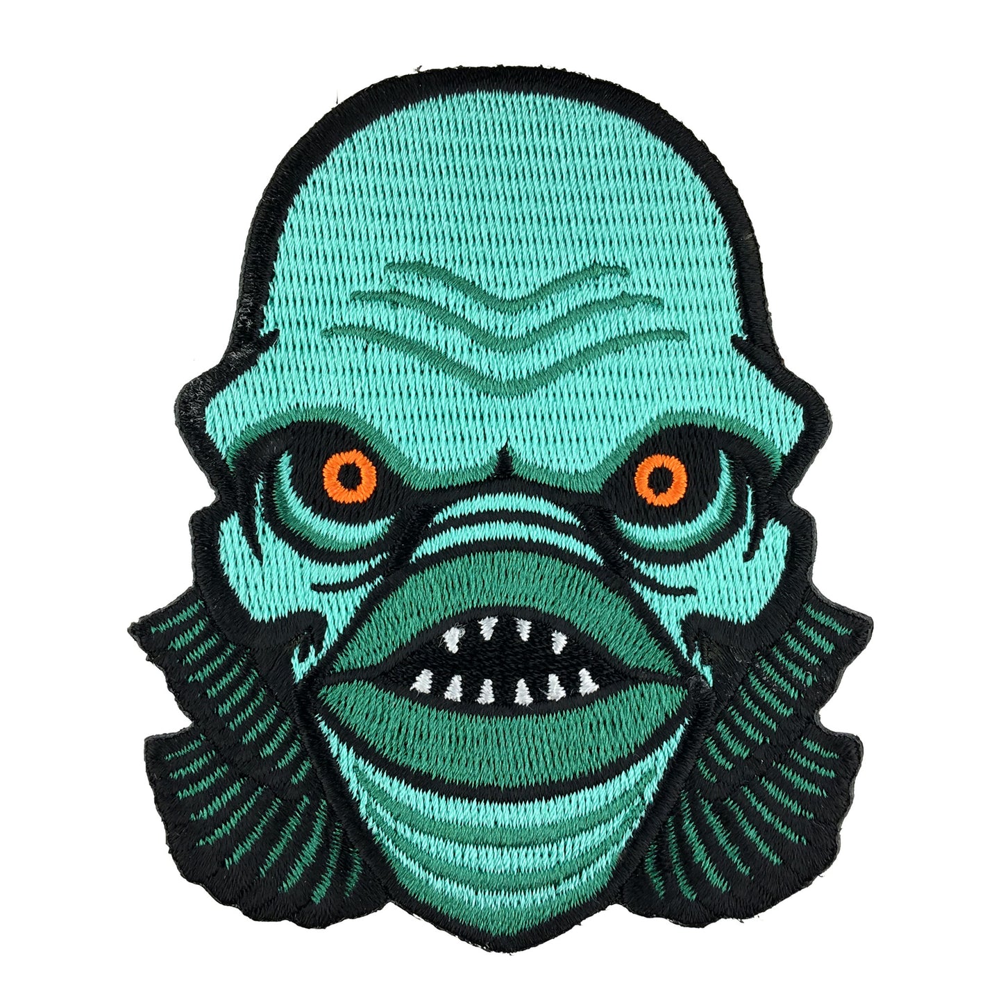 Lagoon Creature horror monster head embroidered patch by Monsterologist