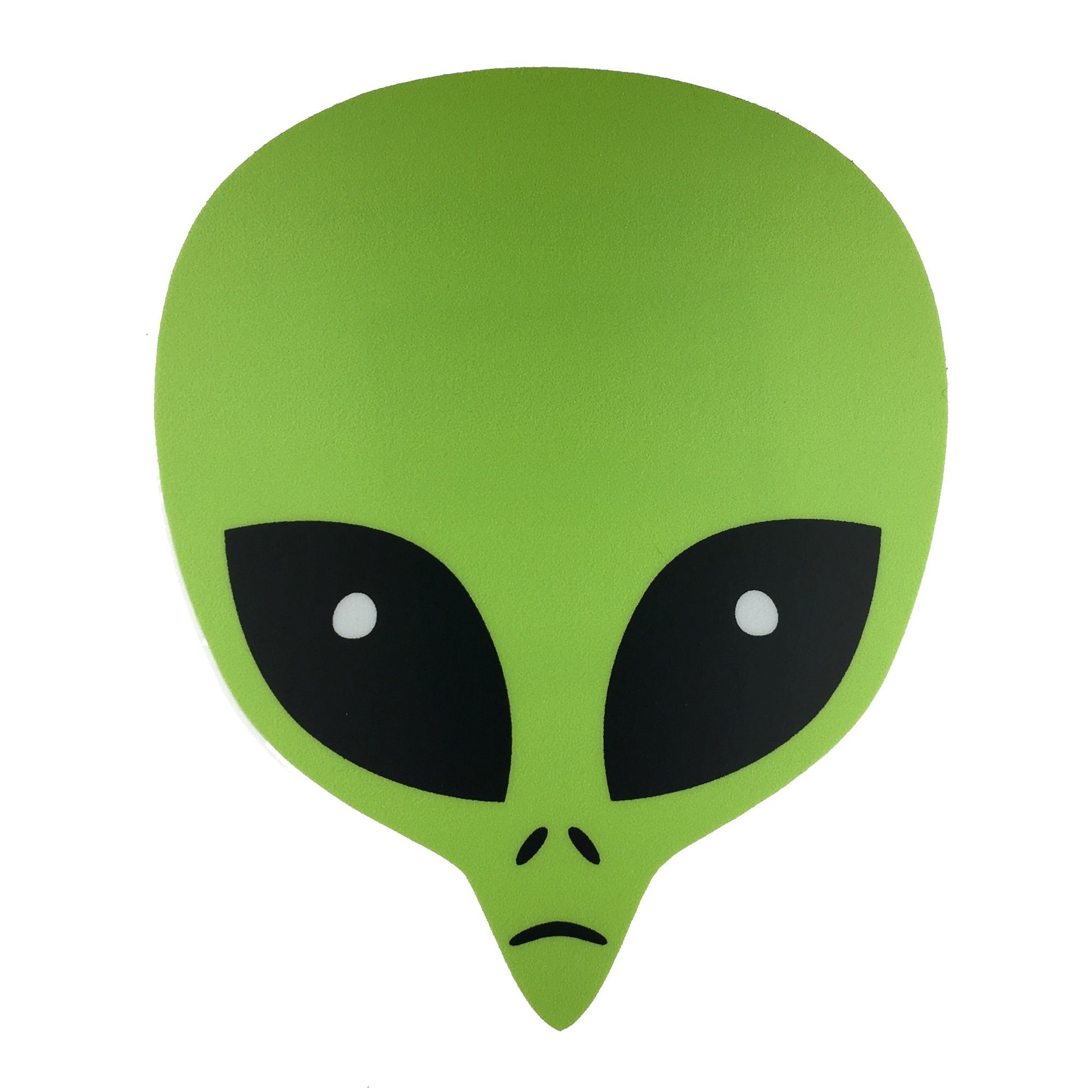Green alien head vinyl sticker by Monsterologist