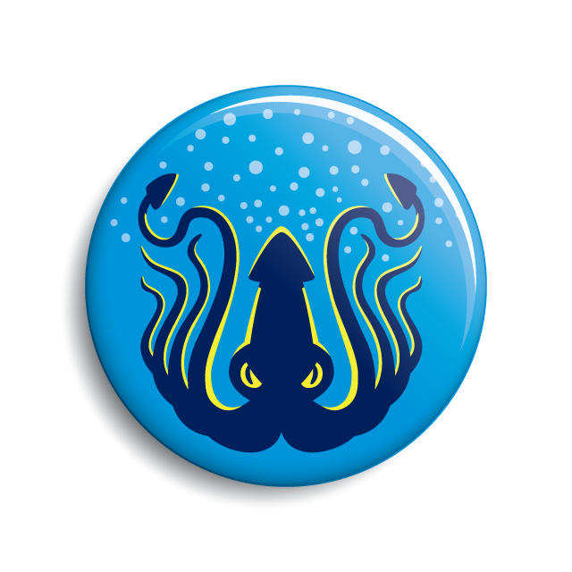 Kraken button (pin-back) by Monsterologist