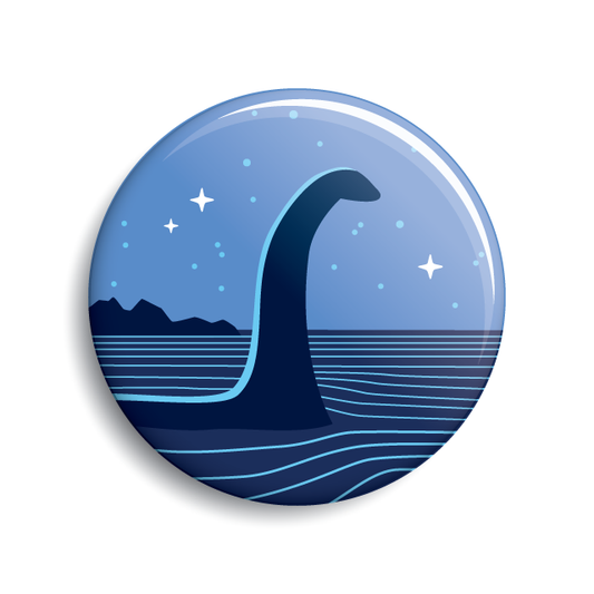 Nessie (Loch Ness Monster) cryptozoology button by Monsterologist
