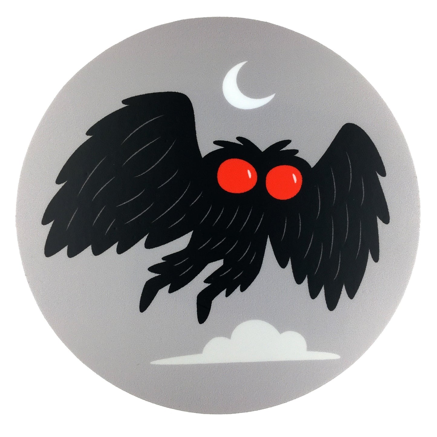 Mothman cute flying near moon sticker