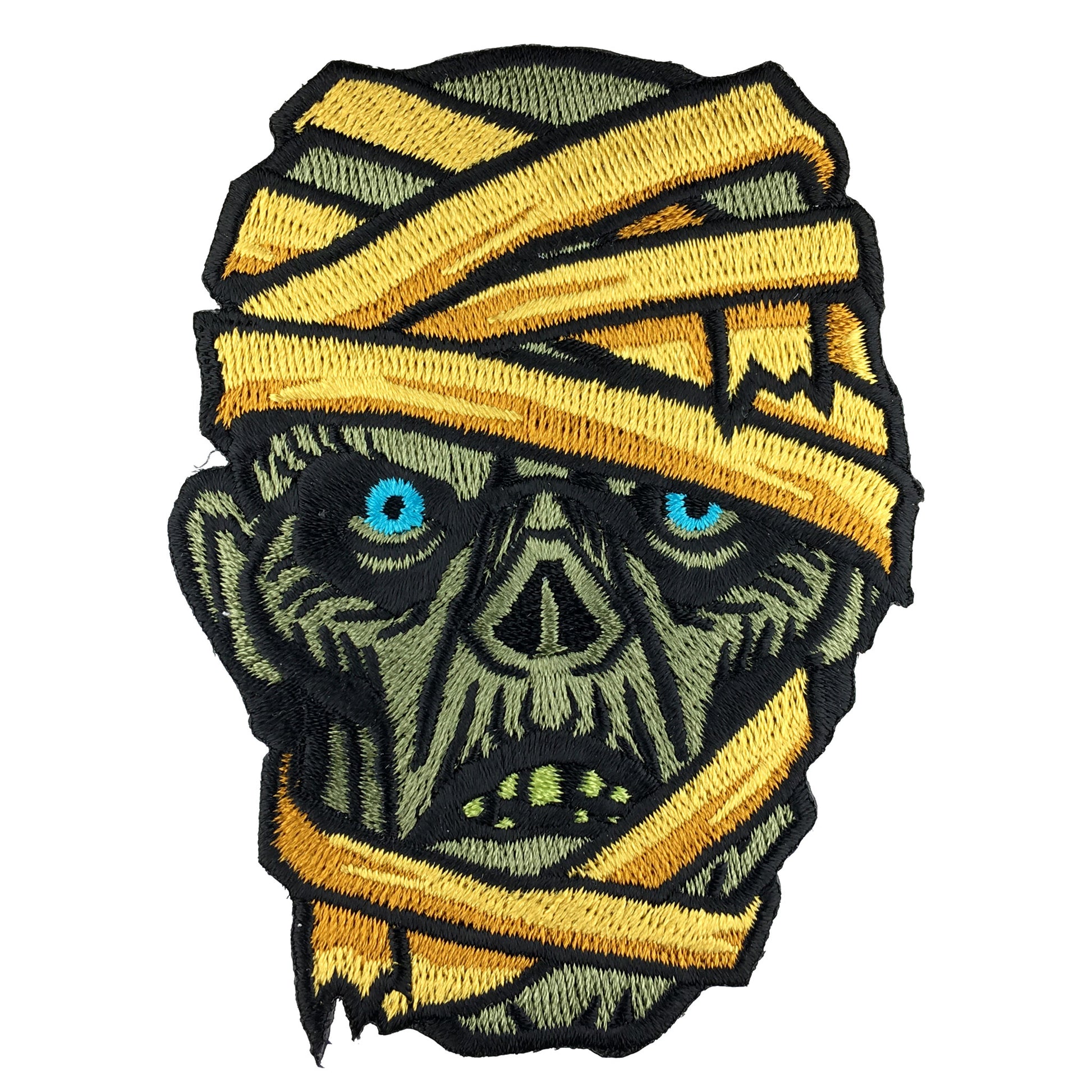 Mummy horror monster head embroidered patch by Monsterologist