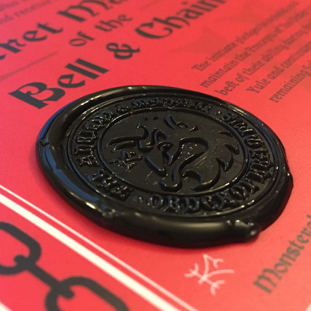 Order Of Krampus secret society initiation certificate wax seal detail by Monsterologist.