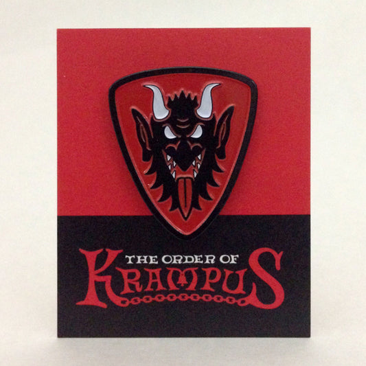 Order Of Krampus Heraldic Enamel Pin Carded Krampus Face