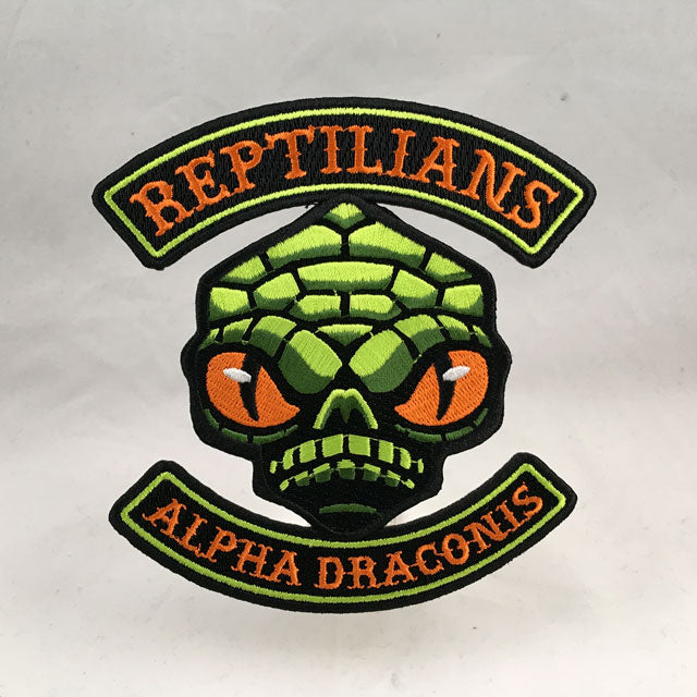 Reptilians (Alpha Draconis) cryptid motorcycle club biker embroidered patch