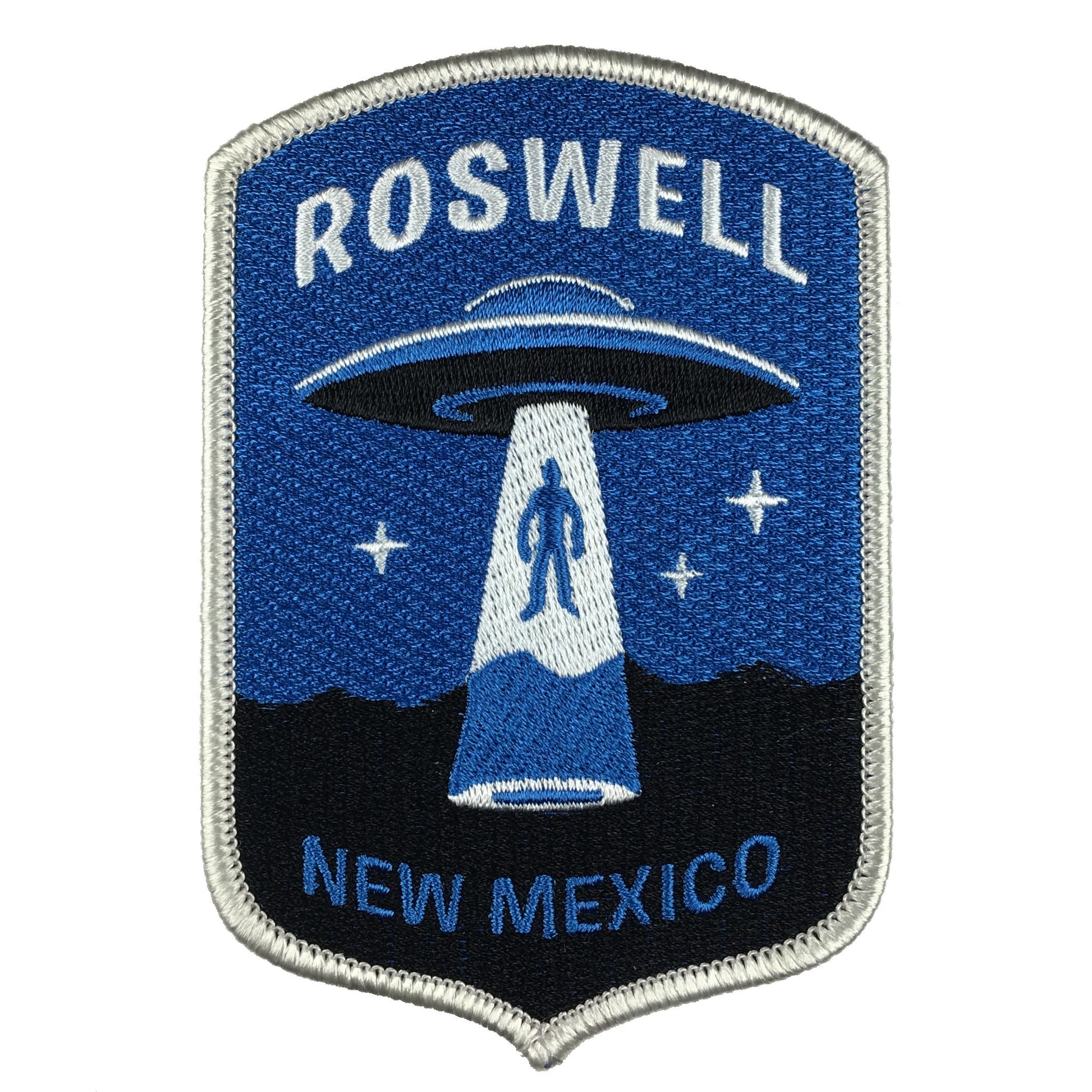 Roswell UFO alien abduction embroidered patch minimalist design by Monsterologist