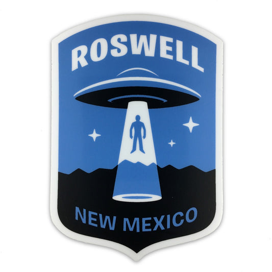 Roswell New Mexico minimalist alien abduction UFO sticker by Monsterologist