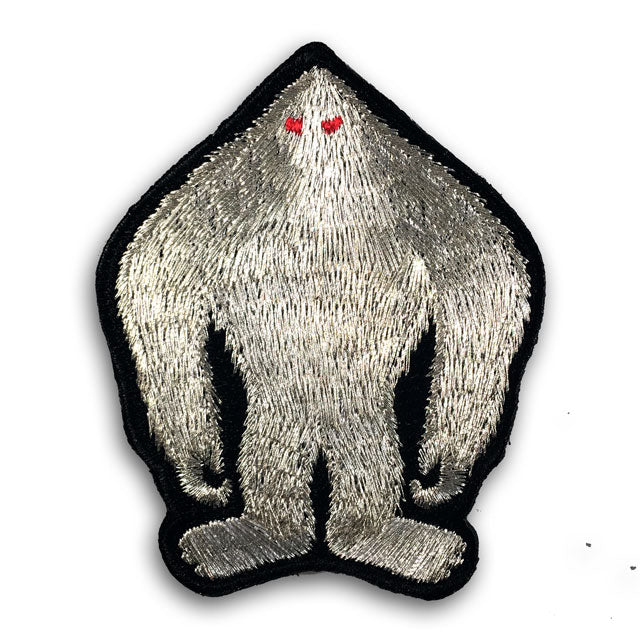 Silver metallic thread Bigfoot Sasquatch embroidered patch by Monsterologist