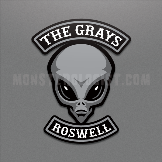 The Grays motorcycle club alien/UFO sticker by Monsterologist