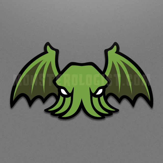 Winged Cthulhu die-cut vinyl sticker by Monsterologist