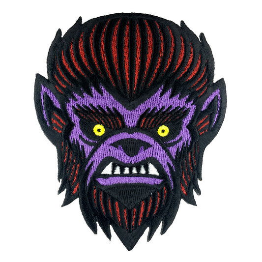 Wolf Man werewolf horror monster head embroidered patch by Monsterologist